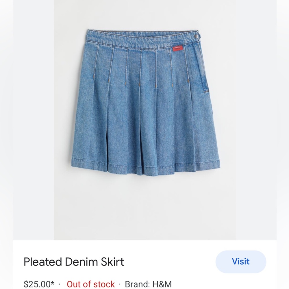 H&M Pleated Denim Skirt Size 10
